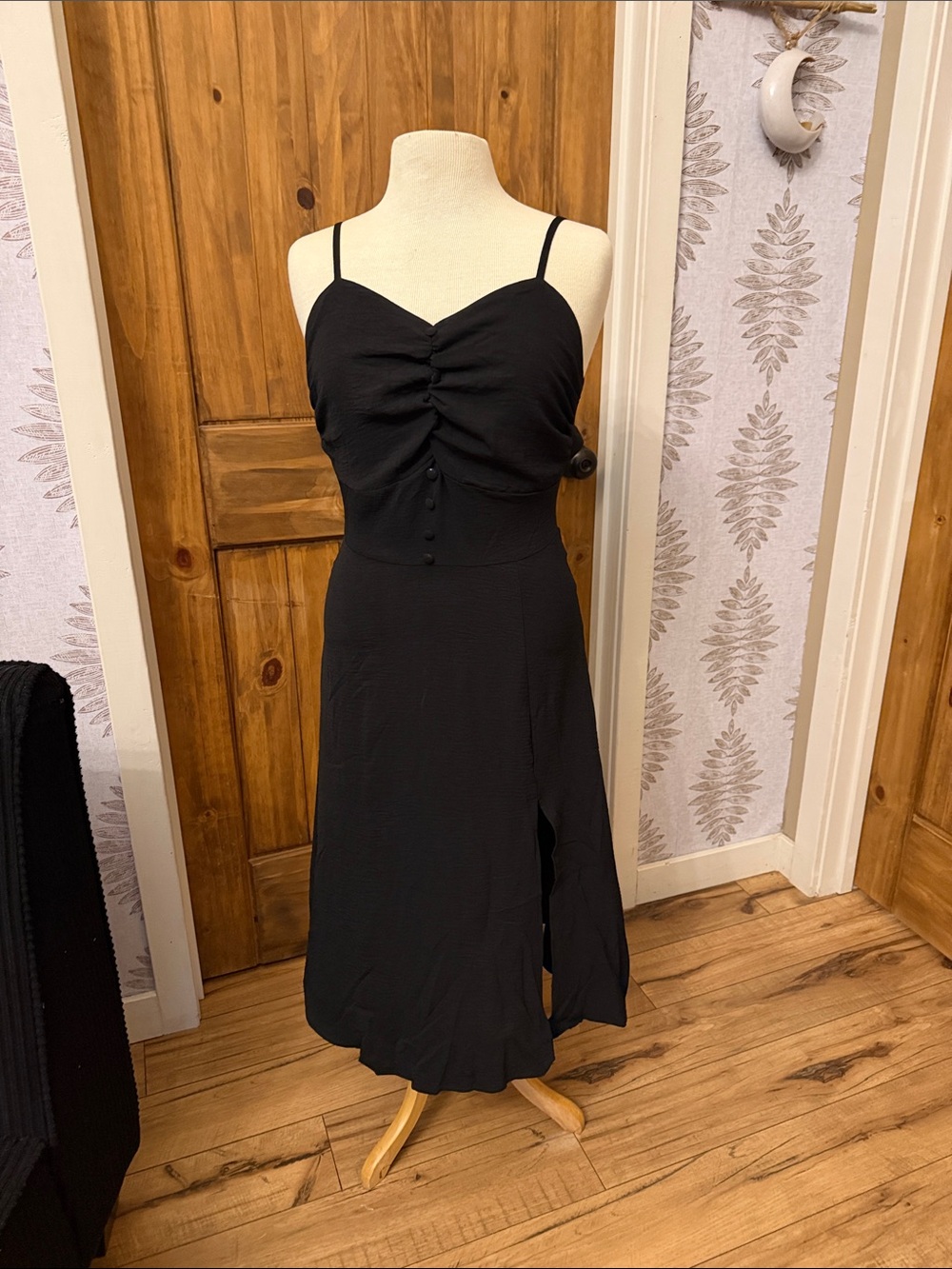 Black Spaghetti Strap Midi Dress